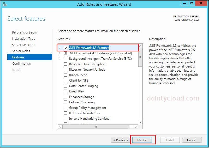 Install .NET Framework 3.5 on a Windows VPS