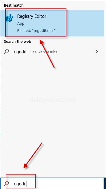 Search for Registry Editor in the Run window