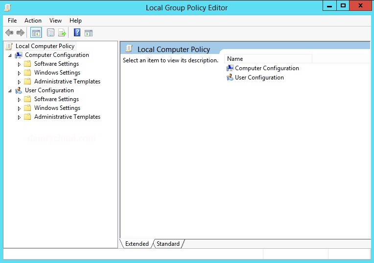 Start the operation at the Group Policy window