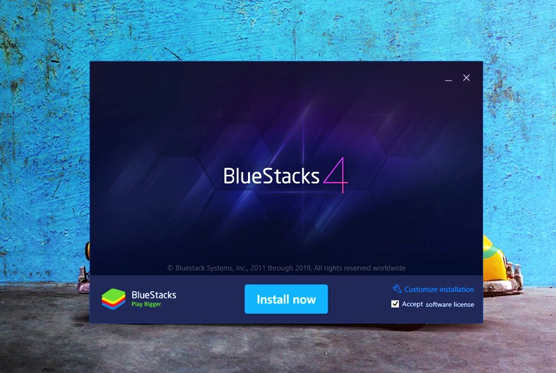 Installation interface of a BlueStacks instance