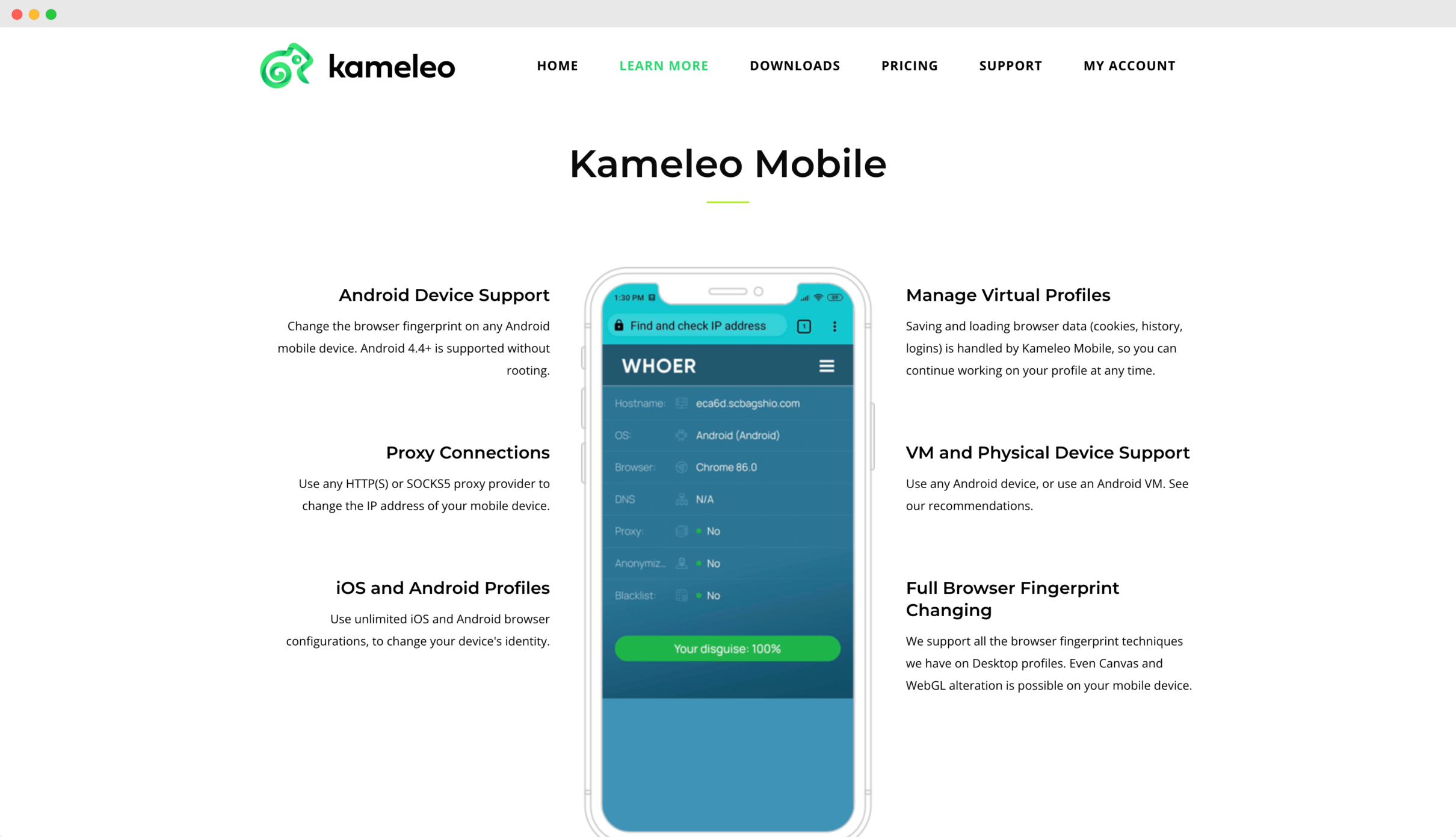 Use multinational proxy on Kameleo browser