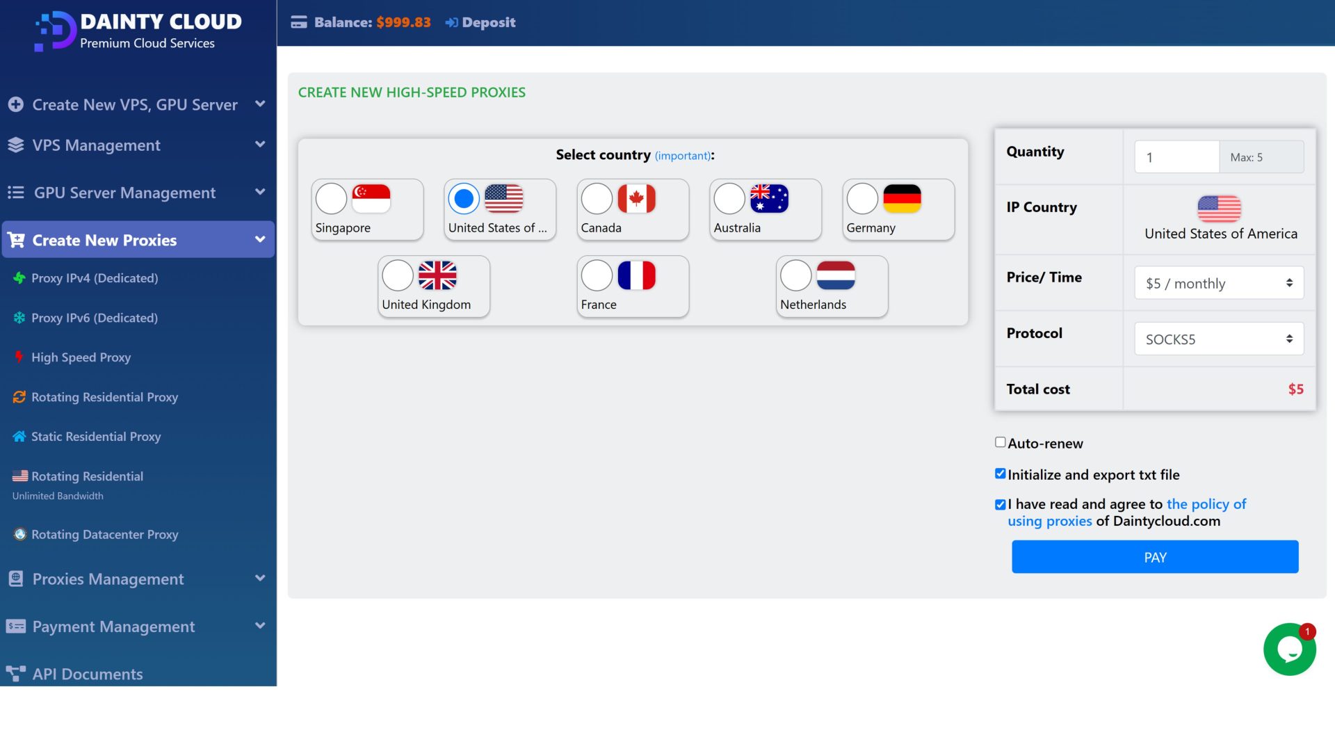 Create high speed proxy